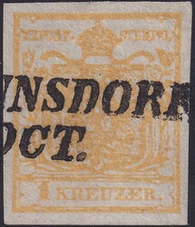 1850, 1b (Typ I), Wappenzeichnung. Stabstempel Radmannsdorf ...