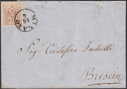 1850, Nr.LV4 von Mailand als sauber gestempelte Einzelfrankatur auf ...