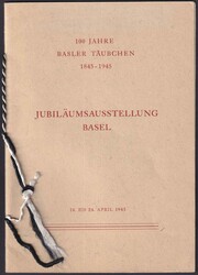 1945, W23 (Basler-Taube-Block) auf Ausstellungheft mit Unterschriften ...