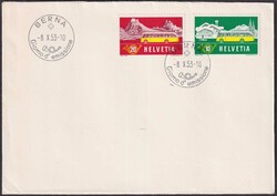 1953, Nr.314+315 auf Blanco-FDC (Alpenpost) mit italienischem Stempel ...