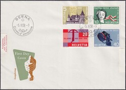1958, Nr.334-337 auf drei Ersttagsbriefen deutsch, französisch & ...