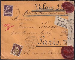 1916, WERTBRIEF (rückseitig vielfach versiegelt) mit Nr.114+Nr.128 ...