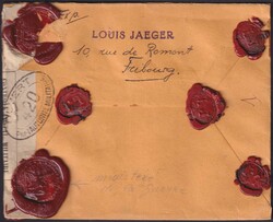 1916, WERTBRIEF (rückseitig vielfach versiegelt) mit Nr.114+Nr.128 ...