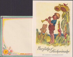 1929, Glückwunschkarten, Nr.12-16 (farbige Zierumrandungen) mit 5 ...