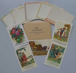 1929, Glückwunschkarten, Nr.12-16 (farbige Zierumrandungen) mit 5 ...