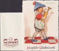 1936, Glückwunschkarten, Nr.24 (Kind mit Pro Juventute Schriftzug) ...