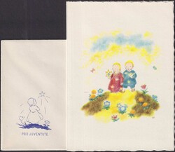 1944, Glückwunschkarten, Nr.33 (Mädchen auf Blumenwiese mit Stern) ...