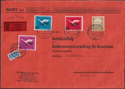 1955-58, Wertbriefe, 4 portogerechte und rückseitig gesiegelte ...