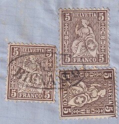 Strahlenstempel: BIGNASCO 1859, auf kleinem Ausschnitt mit 3x Nr.30. ...