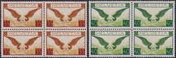 1929, F14+F15 (Geflügelter Brief) Viererblöcke postfrisch **, gut ...