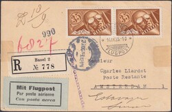 1923, F14 (2x) von BASEL: 14.SEP.1925 auf eingeschriebener ...
