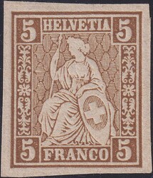 5c braun, Nr.30.6.1 (ungezähnt), attraktiver Probedruck der ...