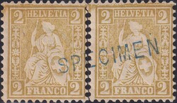 2c braunoliv, Nr.37d Paar-Einheit mit SPECIMEN (selten in Einheiten) ...