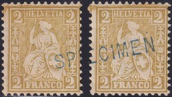 2c braunoliv, Nr.37d Paar-Einheit mit SPECIMEN (selten in Einheiten) ...