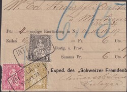 INTERLAKEN 1879 (17.SEP.), Nr.29+37+38 auf kleinem ...