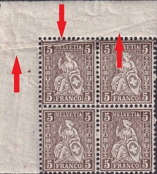 5c braun, Nr.45.1.12 (Faserpapier) postfrischer Viererblock aus der ...