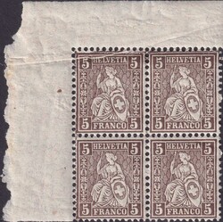 5c braun, Nr.45.1.12 (Faserpapier) postfrischer Viererblock aus der ...