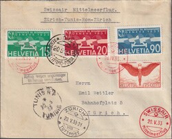 1933, SWISSAIR Mittelmeerflug (SLH SF 33.6a) von ZÜRICH: 22.MAI.33 ...