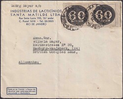 BRASILIEN 1947, Nr.634 als waagerechtes Paar mit Bogenrand von RIO DE ...