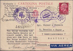 1943, P84/TII von MAILAND: 22.Mai.1943 auf zensierter Ganzsache per ...