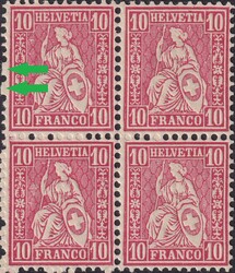 BILNDZÄHNE (2x) auf 10c rot, Nr.31.1.18, Viererblock postfrisch mit ...