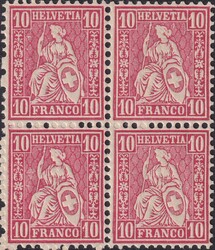 BILNDZÄHNE (2x) auf 10c rot, Nr.31.1.18, Viererblock postfrisch mit ...