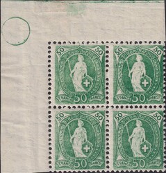 50c dunkelgrün, 98Ac.3.27II+3.30/II, Viererblock aus der linken ...