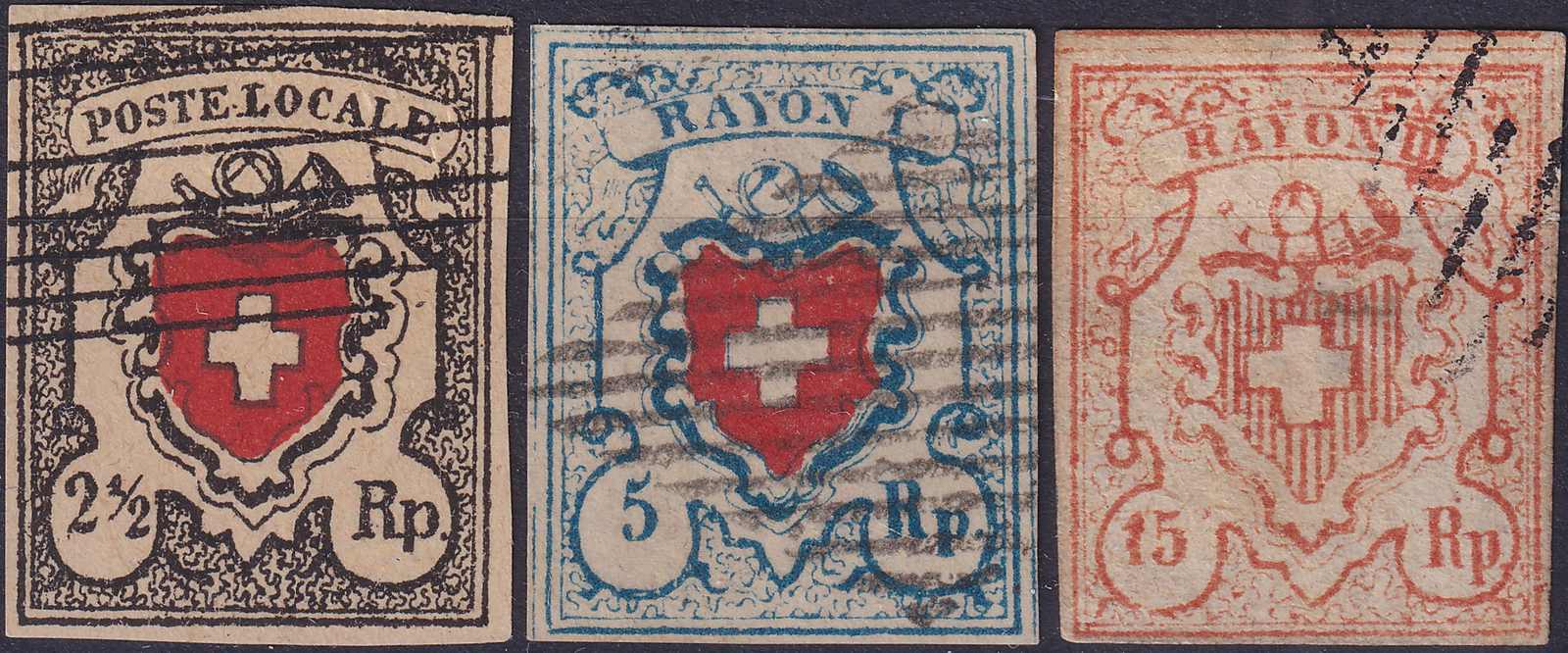 FOURNIER-Fälschungen: 14I, 17I (mit KE-Einfassung), 18 (kleine ...