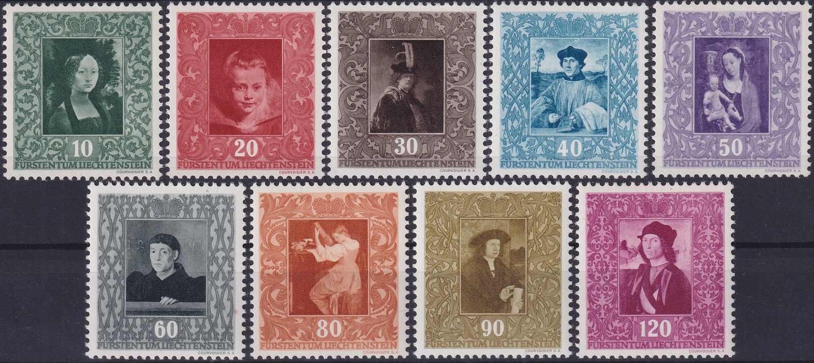 1949, Nr.217-225 (Fürstliche Gemäldegalerie), Serie tadellos ...