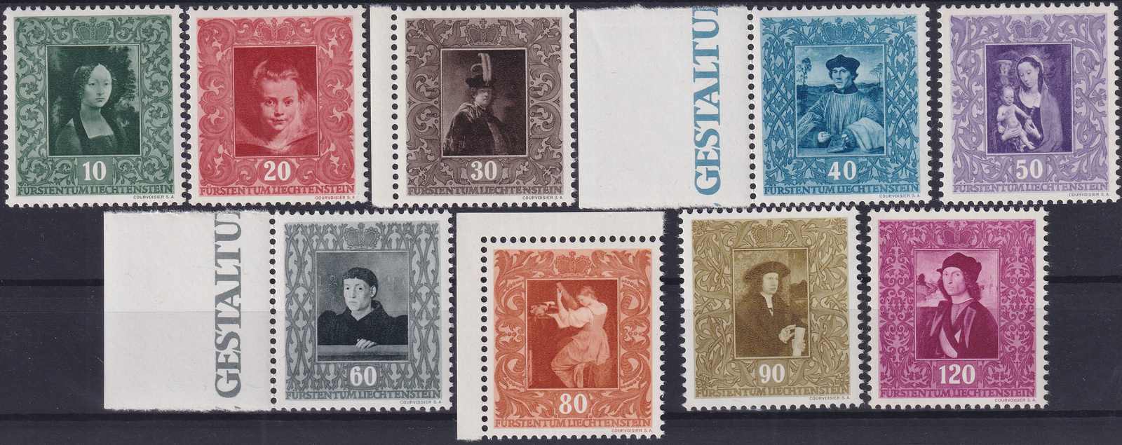 1949, Nr.217-225 (Fürstliche Gemäldegalerie), Serie tadellos ...