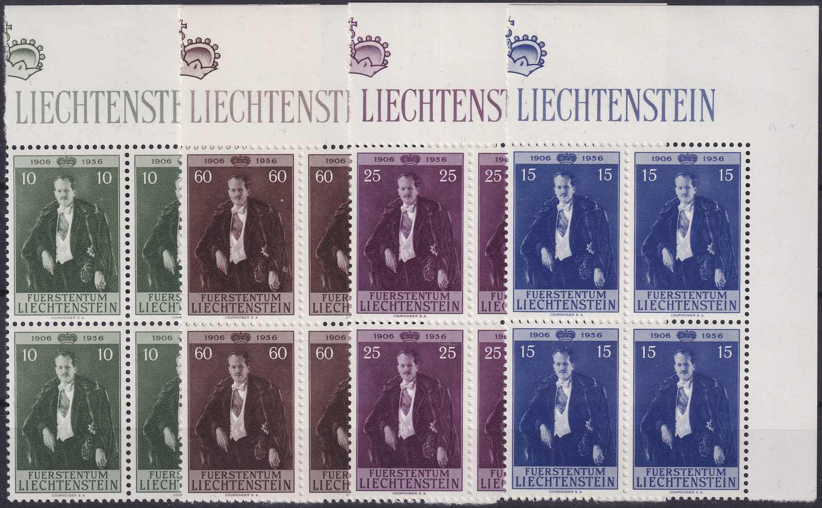 1956, Nr.292-295 (50.Geburtstag des Fürsten Josef II), ...