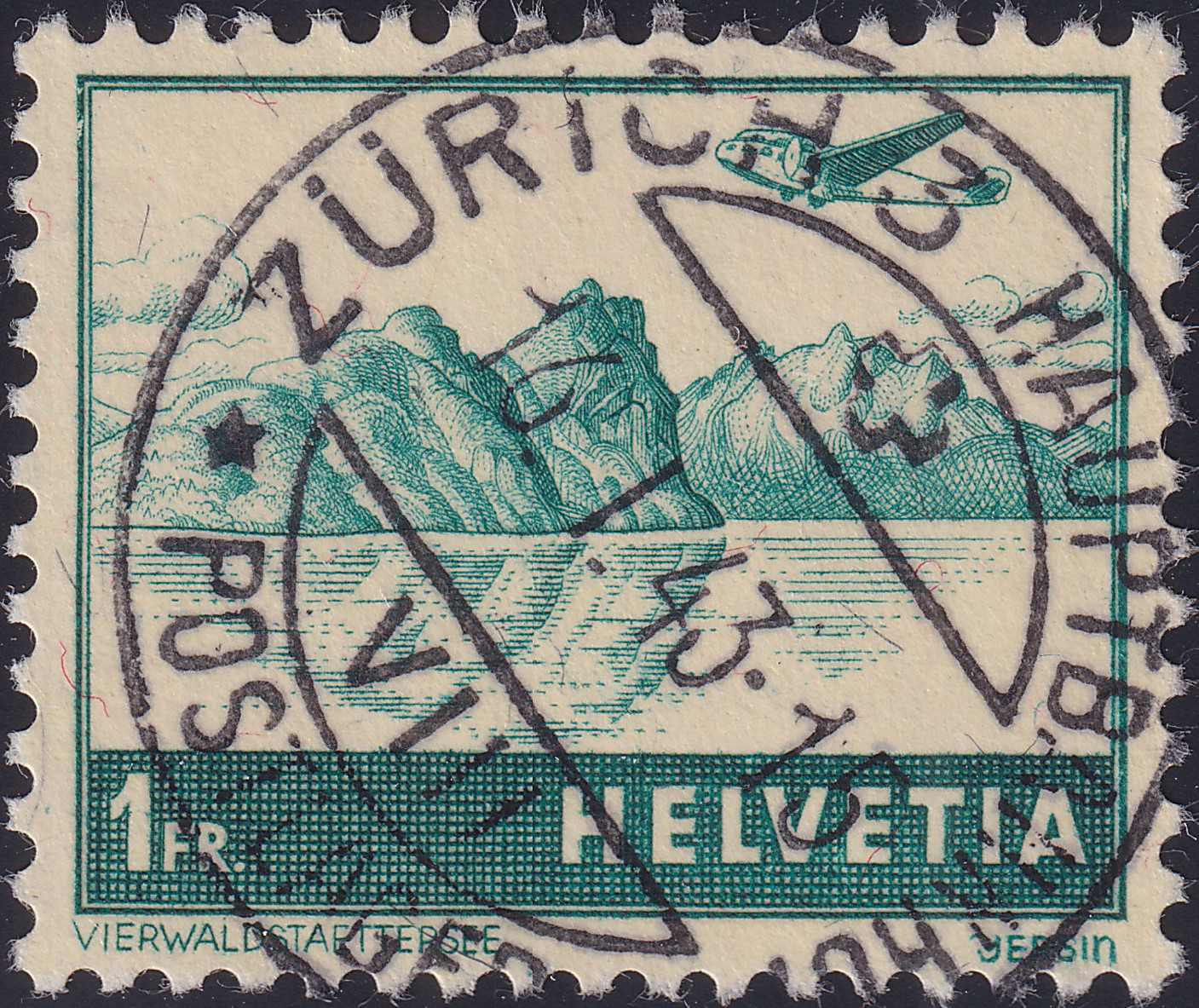 1941, F32 mit idealem Vollstempel von ZÜRICH: 16.JAN.1943, tadellose ...