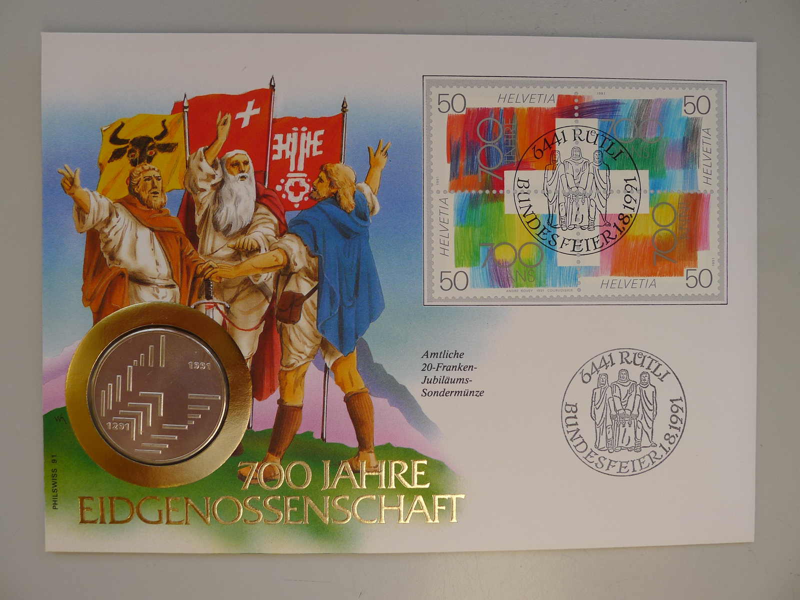 1991, NUMISBRIEF Rütli-Schwur aus der Serie 700 Jahre ...