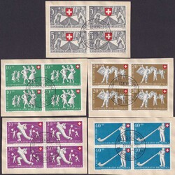 1951, B51-B55 Viererblöcke mit zentrischen Sonderstempeln: ...