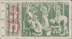 1955, 50 Franken Apfelernte gebraucht. Datum: 7.März 1973. Doppelt ...