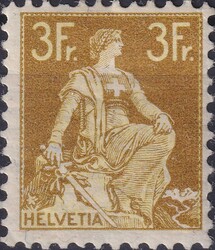 1908, Nr.116 (Helvetia mit Schwert) ungebraucht mit Gummi, oben Zahn ...