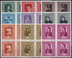 1949, Nr.217-225 (Fürstliche Gemäldegalerie), Viererblock-Serie ...