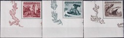 1950, Nr.232-234 (Jagdserie III), Bogenrand-Serie tadellos postfrisch ...