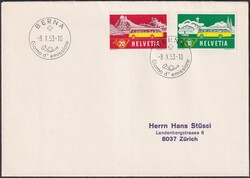 1953, Ersttagsbrief Alpenpost (Nr.314+315) mit italienischem Stempel ...