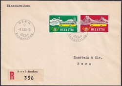 1953, Ersttagsbrief Alpenpost (Nr.314+315) mit deutschem Stempel ...
