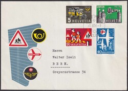 1956, Nr.324-327 auf Ersttagsbrief mit Illustration und deutschem ...