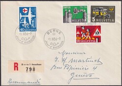 1956, FDC Werbe- und Gedenkmarken (Nr.324-327) mit französischem ...