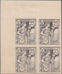 25c schwarz, Girardet "Essai" im Viererblock aus der linken oberen ...
