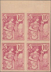 10c rot, Girardet "Essai" im Viererblock oben mit Bogenrand, ohne ...