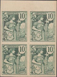 10c grün, Girardet "Essai" im Viererblock oben mit Bogenrand, ohne ...