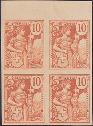 10c orange, Girardet "Essai" im Viererblock oben mit Bogenrand, ohne ...