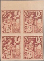 10c rot, Girardet "Essai" im Viererblock oben mit Bogenrand, ohne ...