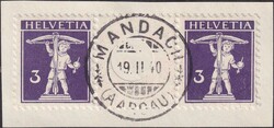 S6 (3c+3c, blauviolett, Type II) von MANDACH: 19.FEB.1940 mit idealem ...
