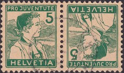 K11 (5c grün, J2 - "Appenzeller Knabe") mit leicht zentrisch ...