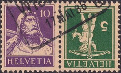 K26z (5c+10c olivgrün/dunkelviolett) geriffeltes Papier mit sauberem ...